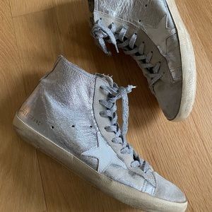 Golden goose Francy silver leather high top trainers